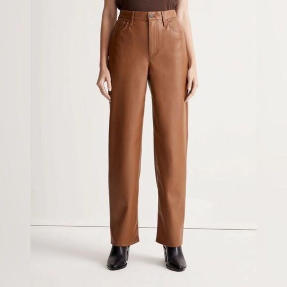 MADEWELL The Perfect Vintage Wide-Leg Pant Faux Leather Edition Size 30 - Picture 2 of 13